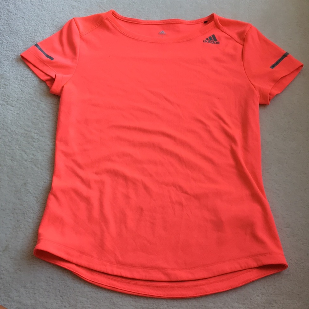 Neon pink adidas tee